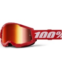 Gogle motocrossowe 100% Strata 2 New Mirror - Czerwony, czerwone plexi
