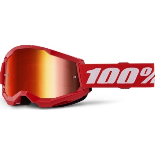 Gogle motocrossowe 100% Strata 2 New Mirror - Czerwony, czerwone plexi