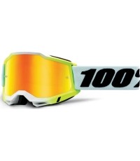 Gogle motocrossowe 100% Accuri 2 Mirror - Dunder biało-zielony, lustrzane plexi
