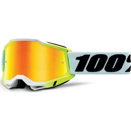 Gogle motocrossowe 100% Accuri 2 Mirror - Dunder biało-zielony, lustrzane plexi