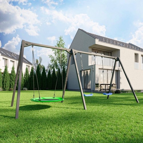 Trzystanowiskowa huśtawka ogrodowa na łożyskach PREMIUM MO-014 - Marbo Sport