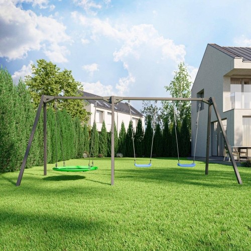 Trzystanowiskowa huśtawka ogrodowa na łożyskach PREMIUM MO-014 - Marbo Sport