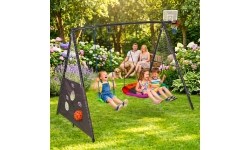 Plac zabaw dla dzieci huśtawka ogrodowa 4w1 kosz do koszykówki bocianie gniazdo ECOTOYS