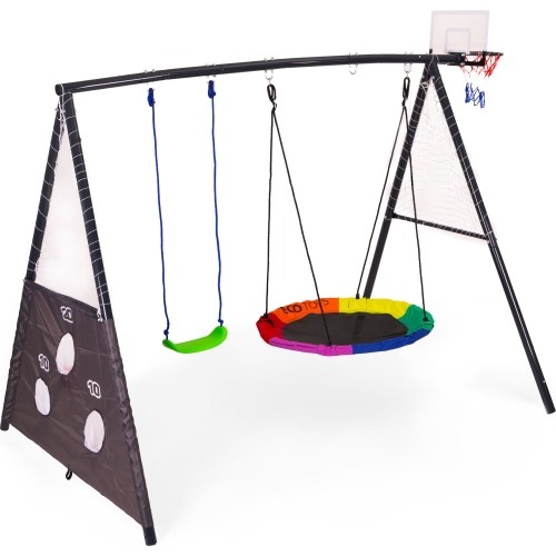 Plac zabaw dla dzieci huśtawka ogrodowa 4w1 kosz do koszykówki bocianie gniazdo ECOTOYS