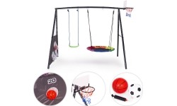 Plac zabaw dla dzieci huśtawka ogrodowa 4w1 kosz do koszykówki bocianie gniazdo ECOTOYS