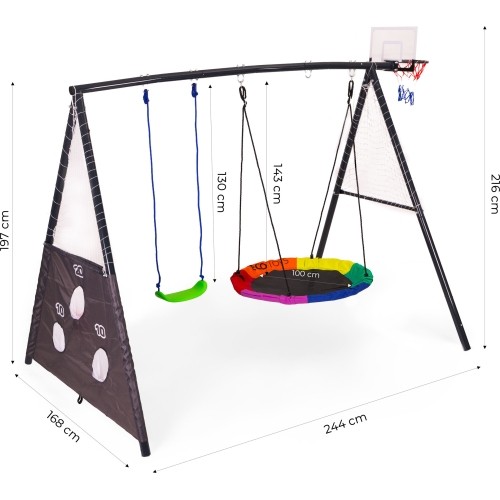 Plac zabaw dla dzieci huśtawka ogrodowa 4w1 kosz do koszykówki bocianie gniazdo ECOTOYS