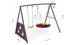 Plac zabaw dla dzieci huśtawka ogrodowa 4w1 kosz do koszykówki bocianie gniazdo ECOTOYS