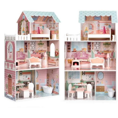 Duży domek dla lalek Barbie z zestawem mebli ECOTOYS