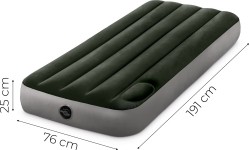 Materac dmuchany 191x76x25 cm jednoosobowy z wbudowaną pompką nożną INTEX 64760