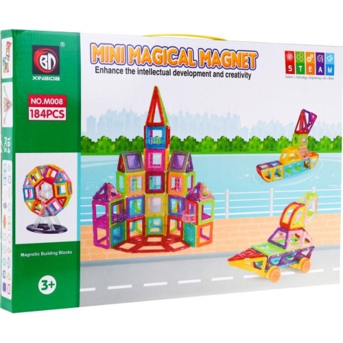 Klocki magnetyczne MEGA zestaw 184 elementów