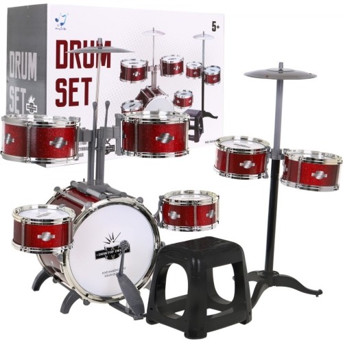 Mega Drums zestaw perkusyjny dla dzieci ze stołkiem, 6 bębnów