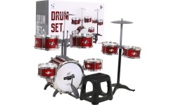 Mega Drums zestaw perkusyjny dla dzieci ze stołkiem, 6 bębnów