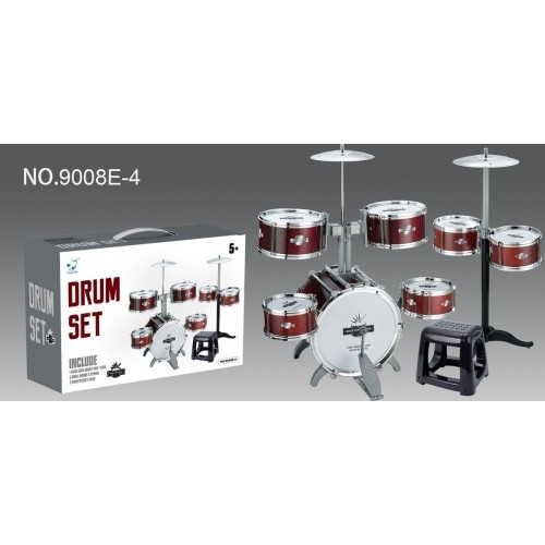 Mega Drums zestaw perkusyjny dla dzieci ze stołkiem, 6 bębnów