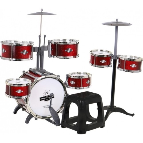 Mega Drums zestaw perkusyjny dla dzieci ze stołkiem, 6 bębnów