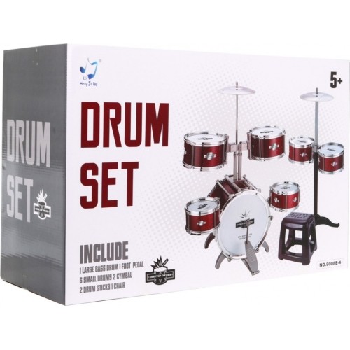 Mega Drums zestaw perkusyjny dla dzieci ze stołkiem, 6 bębnów