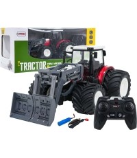 Traktor z buldożerem zdalnie sterowany R/C 1:24, czerwony