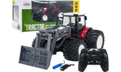 Traktor z buldożerem zdalnie sterowany R/C 1:24, czerwony