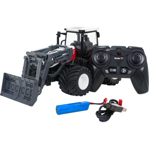Traktor z buldożerem zdalnie sterowany R/C 1:24, czerwony