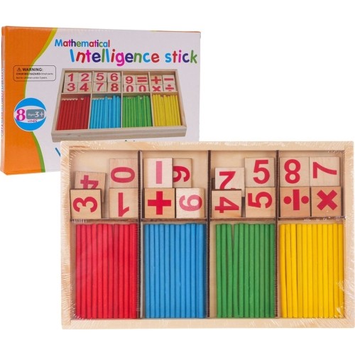 Drewniana gra matematyczna z patyczkami
