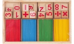 Drewniana gra matematyczna z patyczkami