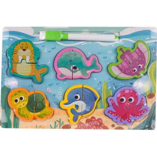 Drewniana plansza z puzzlami oceanicznymi