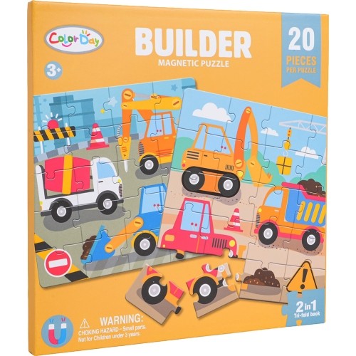 Puzzle magnetyczne Plac budowy + książka