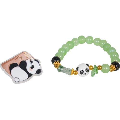 Zestaw biżuterii z bransoletką „Zielona panda”