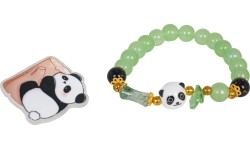 Zestaw biżuterii z bransoletką „Zielona panda”