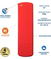 Mata samopompująca Yate Guide, 38 mm, czerwono-szara