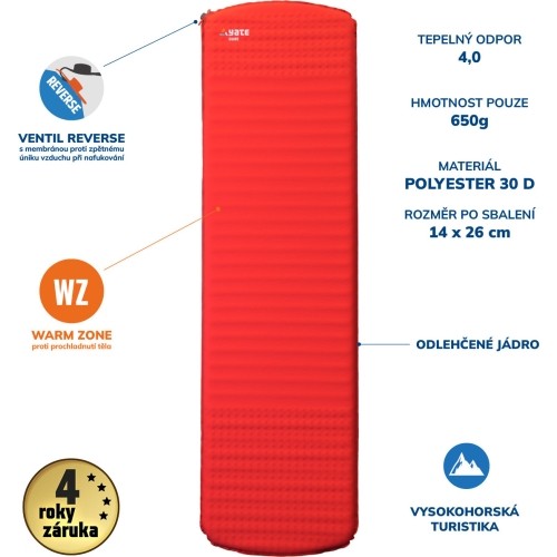 Mata samopompująca Yate Guide, 38 mm, czerwono-szara