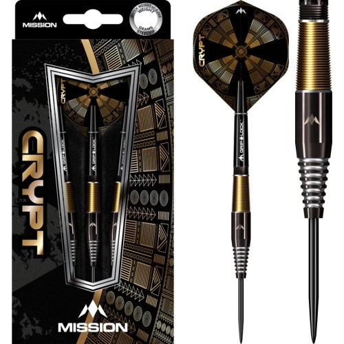 Rzutki Mission Crypt Black & Gold PVD M2 90% wolframu, 3 szt.