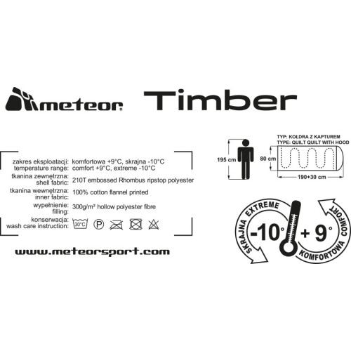 Śpiwór bawełniany Meteor Timber - Czarny
