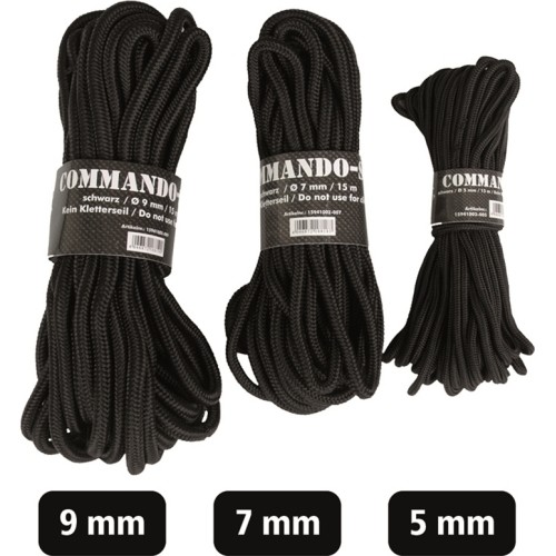 Lina komando, czarna 5 mm (15 m)