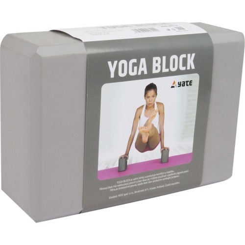Kostka do jogi Yate Yoga 22,8x15,2x7,6 cm, szara