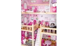 Drewniany domek dla lalek z meblami i LED EcoToys