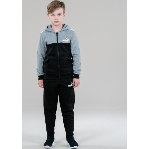 Puma dres dla młodzieży Ess+ Block Hooded Black Grey 670116 03