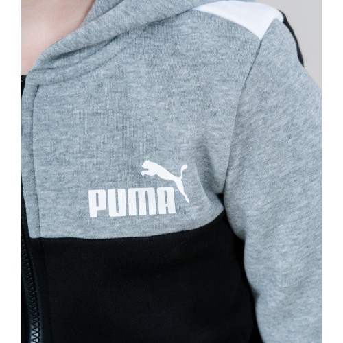 Puma dres dla młodzieży Ess+ Block Hooded Black Grey 670116 03