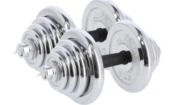 Chromowany zestaw hantli i sztangi w walizce HMS STC55, 55 kg