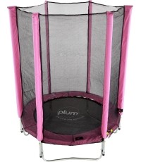 Trampolina Plum Junior z siatką ochronną, różowa, 4 ft