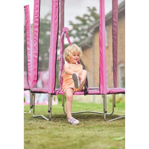 Trampolina Plum Junior z siatką ochronną, różowa, 4 ft