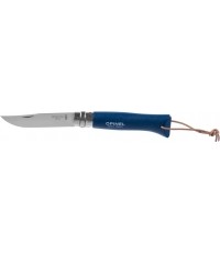 Opinel Colorama 08 Inox Grab blue nóż z paskiem, z pochewką