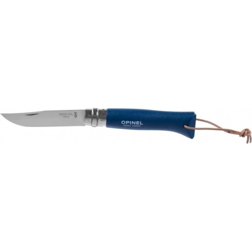 Opinel Colorama 08 Inox Grab blue nóż z paskiem, z pochewką