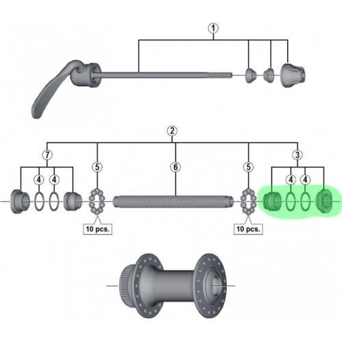 Nakrętka i stożek Shimano HB-RM66 (prawy)