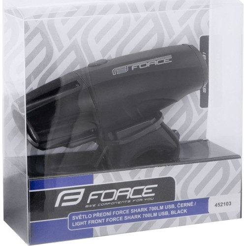 Lampka przednia FORCE Shark 700 USB (czarna)