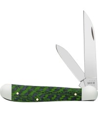 Nóż składany z etui, stal nierdzewna, zielony / czarny