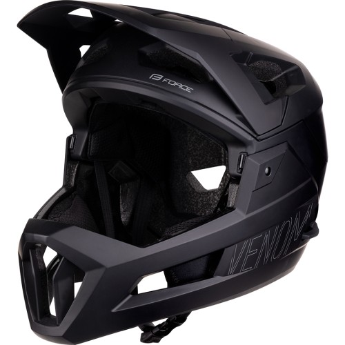 Kask downhillowy FORCE Venom, rozmiar S/M (55–58 cm), czarny