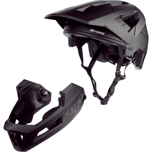 Kask downhillowy FORCE Venom, rozmiar S/M (55–58 cm), czarny