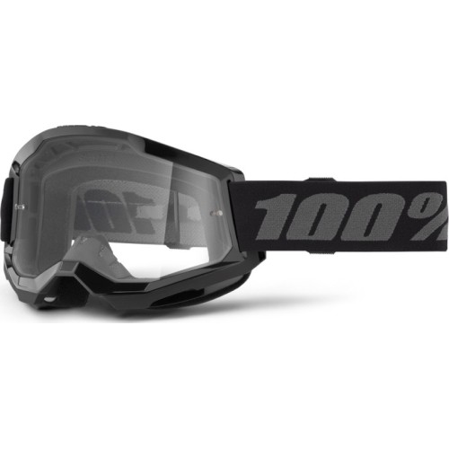 Gogle motocrossowe 100% Strata 2 New - Czarny, przezroczysta pleksi