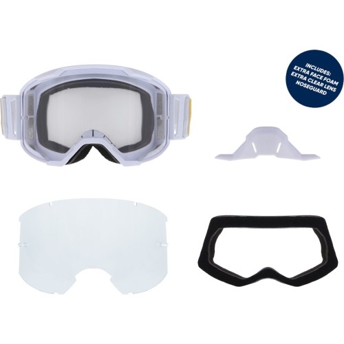 Gogle motocrossowe Red Bull Spect Strive Panovision, matowe białe, przezroczyste szkła