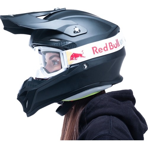 Gogle motocrossowe Red Bull Spect Strive Panovision, matowe białe, przezroczyste szkła